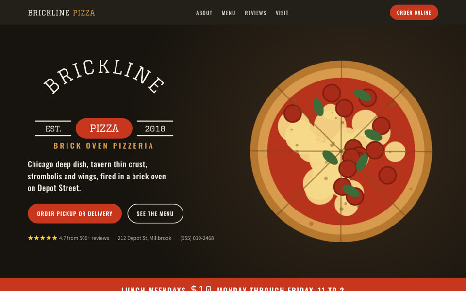 Brickline Pizza Co. website demo