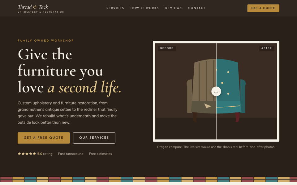 Thread & Tack Upholstery website demo